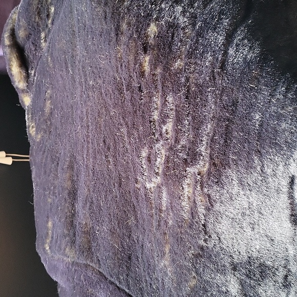 Navy blue faux fur crop coat by sin - Picture 5 of 6